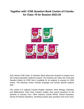 Combo of ‘Together with’ ICSE Class 10 Question Banks for the session 2023-2024