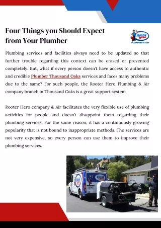 Four Things you Should Expect from Your Plumber