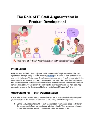 The Role of IT Staff Augmentation in Product Development