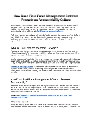 How Does Field Force Management Software Promote an Accountability Culture