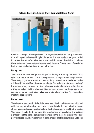 5 Basic Precision Boring Tools You Must Know About