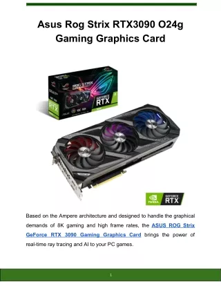 Asus Rog Strix GeForce RTX3090 O24g Gaming Graphics card