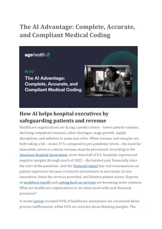 The AI Advantage- Complete, Accurate, and Compliant Medical Coding