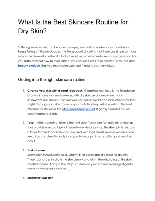 What Is the Best Skincare Routine for Dry Skin