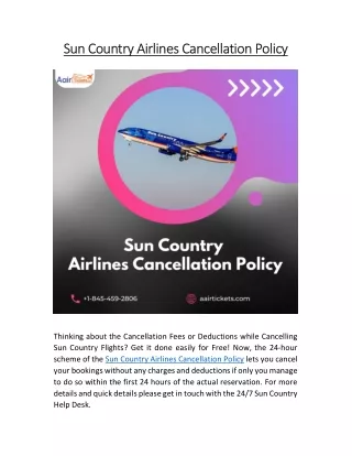 Sun Country Airlines Cancellation Policy |   1-845-459-2806 - Aairtickets