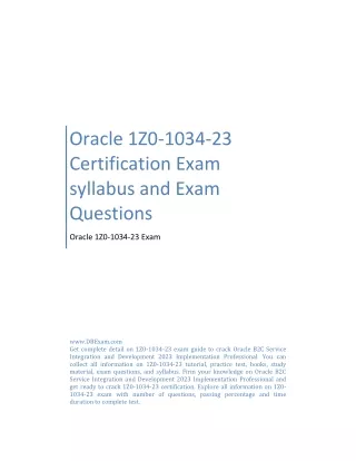 Oracle 1Z0-1034-23 Certification Exam syllabus and Exam Questions