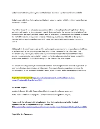 Implantable Drug Delivery Devices Market