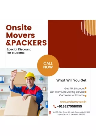 Onsite Movers and Packers - 15% Off for Students