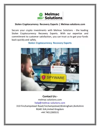 Stolen Cryptocurrency Recovery Experts | Melmac-solutions.com