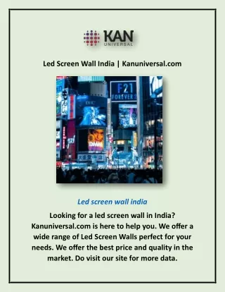 Led Screen Wall India | Kanuniversal.com