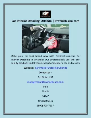 Car Interior Detailing Orlando  Profinish-usa