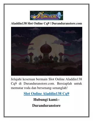 Aladdin138 Slot Online Cq9  Duranduranstore