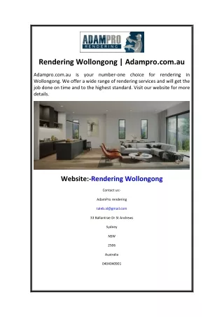 Rendering Wollongong  Adampro.com.au