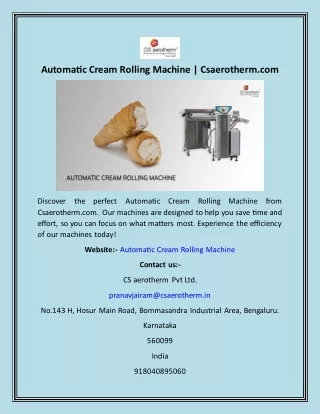 Automatic Cream Rolling Machine  Csaerotherm