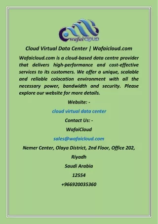 Cloud Virtual Data Center  Wafaicloud