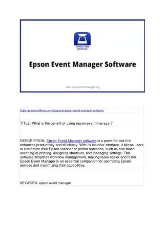 What is the benefit of using epson event manager?