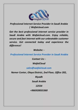 Professional Internet Service Provider In Saudi Arabia  Wafaicloud