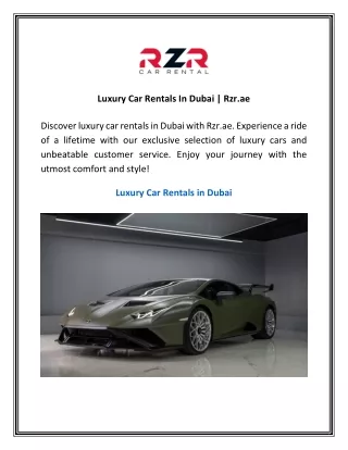 Luxury Car Rentals In Dubai | Rzr.ae
