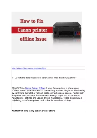 What to do to troubleshoot canon printer when it is showing offline?