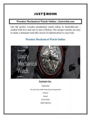 Wooden Mechanical Watch Online Justrichh.com