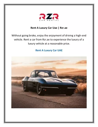 Rent A Luxury Car Uae | Rzr.ae