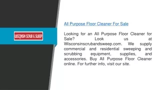 All Purpose Floor Cleaner for Sale  Wisconsinscrubandsweep.com