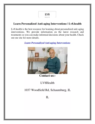 Learn Personalized Anti-aging Interventions  Lv8.health