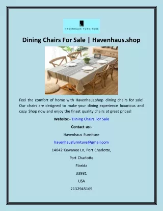 Dining Chairs For Sale  Havenhaus.shop