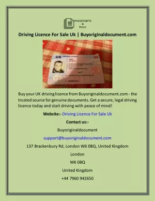 Driving Licence For Sale Uk  Buyoriginaldocument