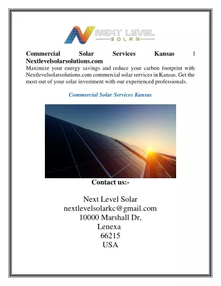 Commercial Solar Services Kansas  Nextlevelsolarsolutions