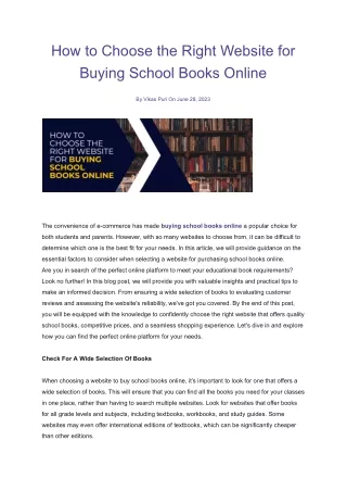 How to Choose the Right Website for Buying School Books Online
