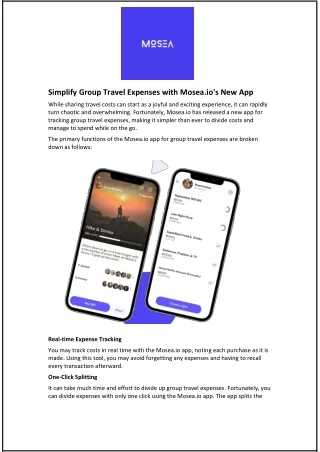 Simplify Group Travel Expenses with Mosea.io's New App
