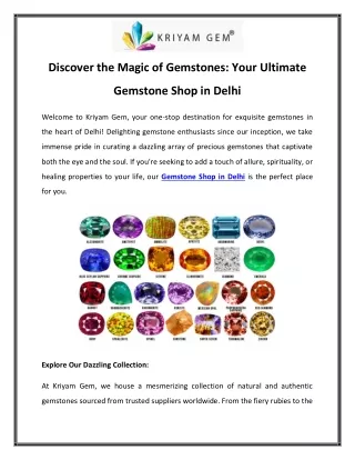 Discover the Magic of Gemstones Your Ultimate Gemstone Shop in Delhi