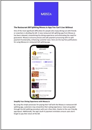 The Restaurant Bill Splitting Mosea.io App You Can't Live Without