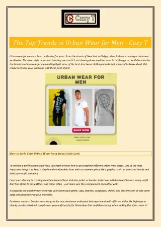The Top Trends in Urban Wear for Men - Cuzy T