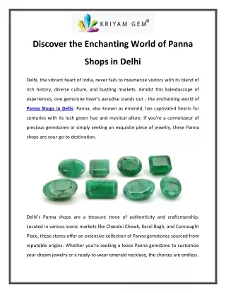Discover the Enchanting World of Panna Shops in Delhi
