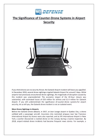 The Significance of Counter-Drone Systems in Airport Security