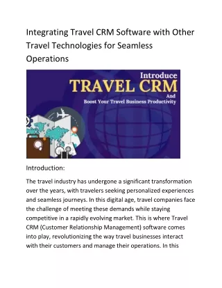 Integrating Travel CRM Software with Other Travel Technologies for Seamless Operations