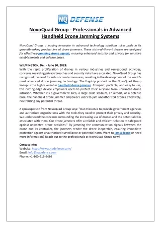 NovoQuad Group - Professionals in Advanced Handheld Drone Jamming Systems