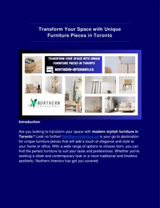 Transform Your Space with Unique Furniture Pieces in Toronto