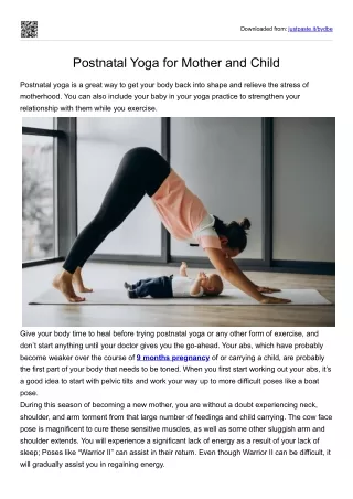 Postnatal Yoga for Mother and Child