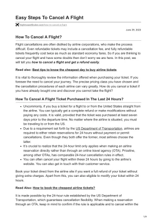 Easy Steps To Cancel A Flight