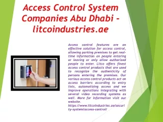 Access Control System Companies Abu Dhabi - litcoindustries.ae