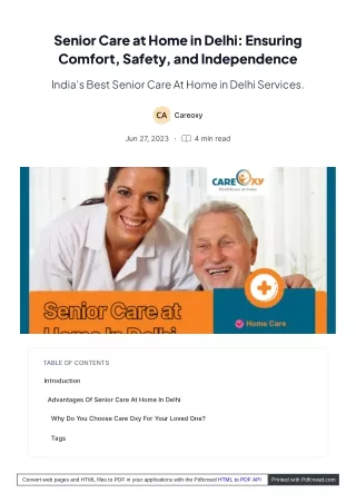 Senior Care At Home In Delhi