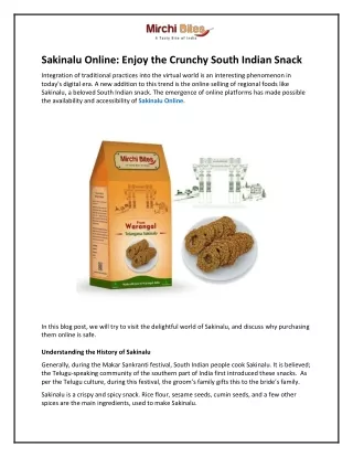 Sakinalu Online and Enjoy the Crunchy South Indian Snack