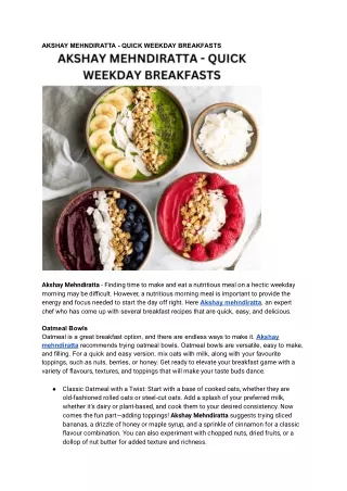 AKSHAY MEHNDIRATTA - QUICK WEEKDAY BREAKFASTS