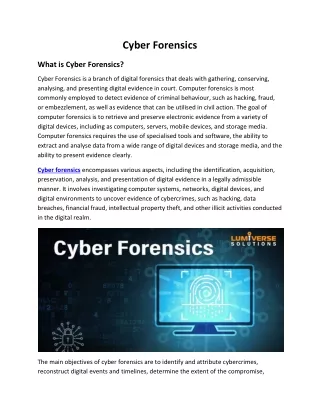 Cyber Forensics|Digital Forensics|Cyber Crime-2023