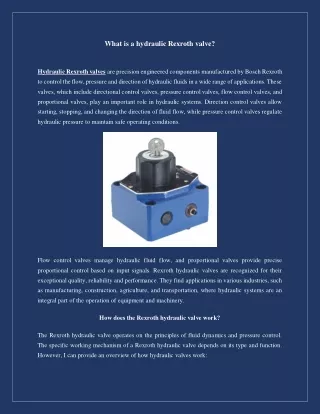 What is a hydraulic Rexroth valve