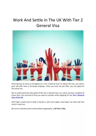 Work And Settle In The UK With Tier 2 General Visa