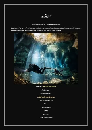 Padi Courses Tulum | Godivemexico.com